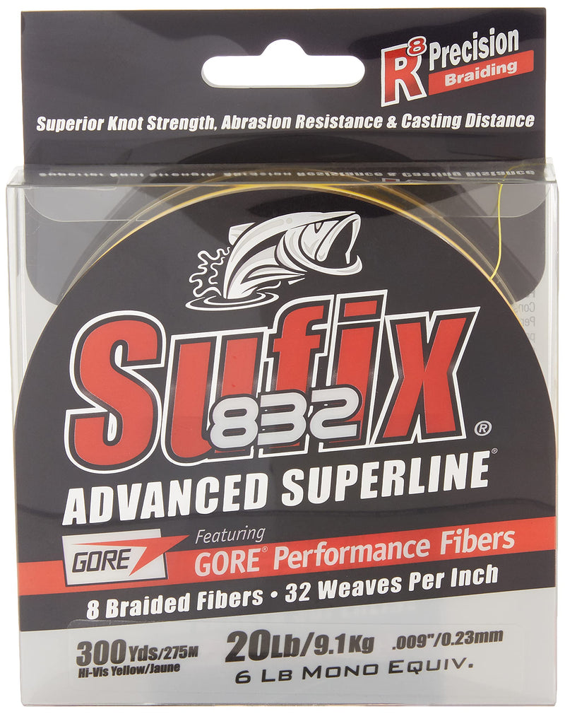 Sufix 832 Advanced Superline Braid, Hi-Vis Yellow, 20-Pound/300-Yard Spool - NewNest Australia