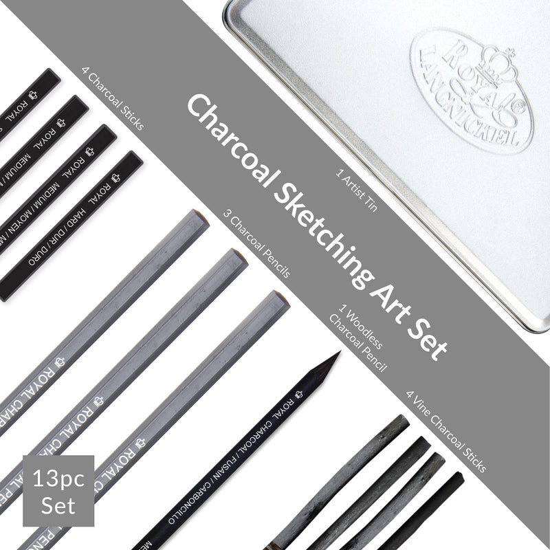 Royal & Langnickel RSET-ART2503 Small Tin Charcoal Drawing Art Set 1 Pack - NewNest Australia
