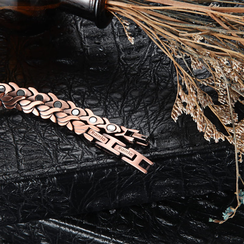 RainSo Womens Pure Copper Magnetic Therapy Bracelets for Arthritis Wristband with 3 Smarter Buckle Adjustable Petal - NewNest Australia