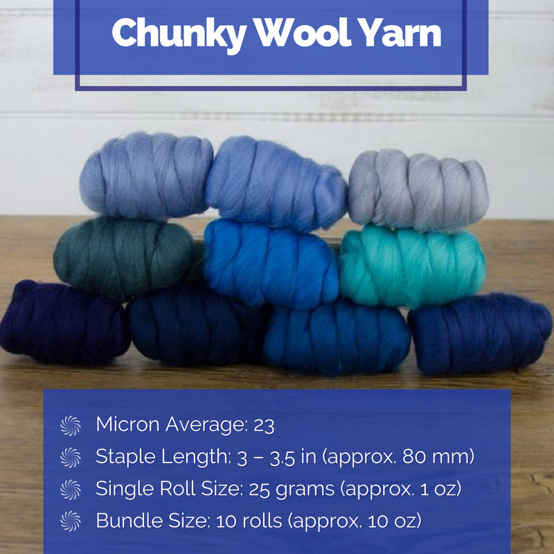 Revolution Fibers | Mixed Merino Wool Variety Pack | Perfect Wool Roving for Spinning, Needle Felting, Wet Felting, Weaving and Crafting (Woolly Waves (Blues), 250 Grams) - NewNest Australia