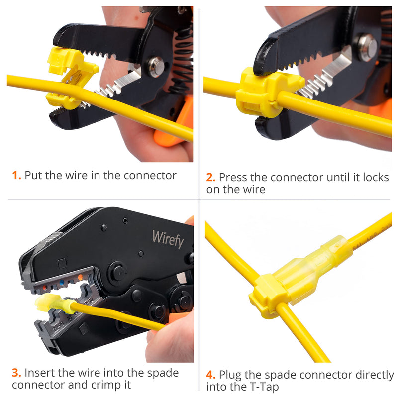 Wirefy T Tap Wire Connectors Kit - Electrical Connectors Kit - Spade Terminals - Quick Splice Disconnect Wire Taps - (120 PCS 22-10 AWG) Kit - 22-10 AWG - NewNest Australia