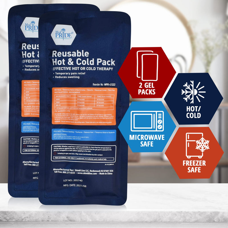 MED PRIDE Reusable Hot and Cold Packs for Hot & Cold Therapy [2 Gel Pads] - Microwavable Heating Pads & Ice Packs for Injuries- Medical Compress for Headaches, Swelling, Knee, Neck, Back Pain Relief - NewNest Australia