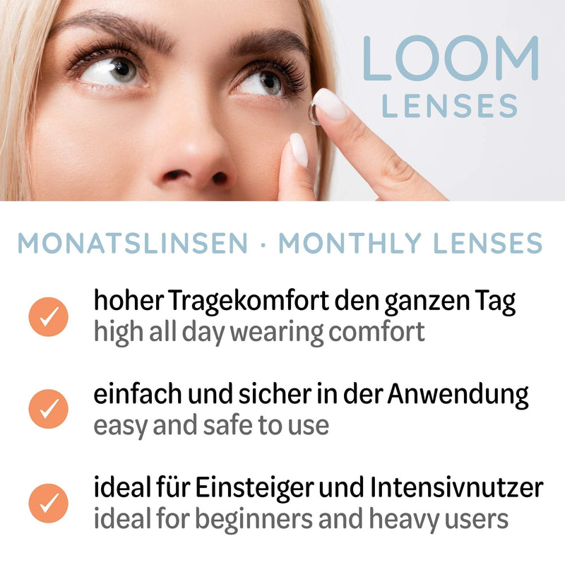 Loom Lenses Monthly Lenses Soft, 3 Pieces | Bc 8.6 | Slide 14.2 | Contact Lenses With Strength: -11.00 Diopters -11.0 Diopters 8.6 Millimeters 14.20 Millimeters - NewNest Australia