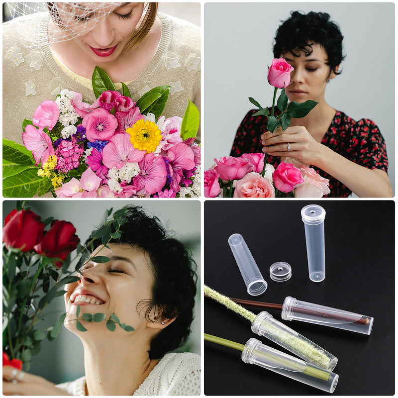 AIEX 48pcs Floral Water Tubes Reusable Plastic Flower Tubes with Silicone Cap for Flowers Plants 7.2x1.8cm/2.8x0.7inch(White Clear) - NewNest Australia
