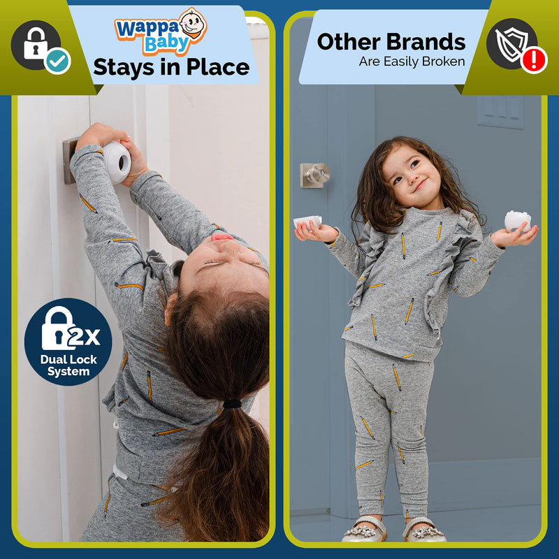 Child Safety Door Knob Cover (4 Pack) Hard-to-Remove Dual-Lock Door Handle Covers for Kids - Reusable Baby Proof Door Knob Locks - Installs Easily, No Tools Needed 4 White - NewNest Australia
