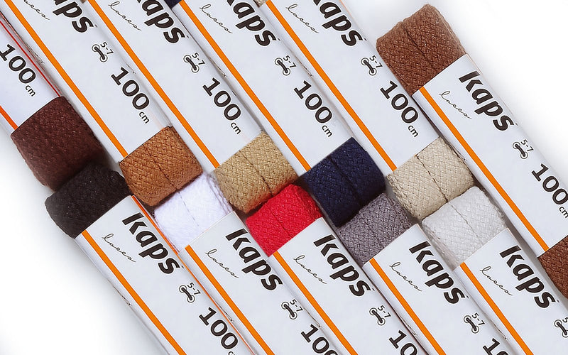Kaps Flat Laces, quality durable 100% cotton shoe laces for casual footwear, made in Europe, 1 pair, many colours and lengths 90 cm - 36 inch - 5 to 6 eyelet pairs 57 - Navy - NewNest Australia