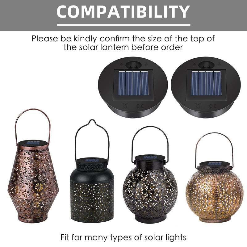 2 Pack Solar Lights Replacement Top - 7 lumens LED Solar Panel Lantern Lid Lights , Lantern Light Replacement , Outdoor Solar Replacement Parts , Garden Patio Decor Light up Your Space (2.76in) 2.76in - NewNest Australia
