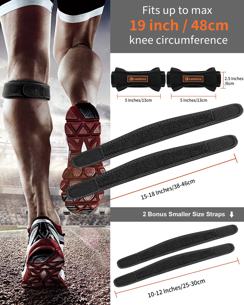 CAMBIVO 2 Pack Patella Tendon Knee Strap, Knee Support Brace for Women Men, Adjustable Band for Hiking, Soccer, Basketball, Baseball, Running, Tennis, Volleyball, Squats Black/Orange - NewNest Australia