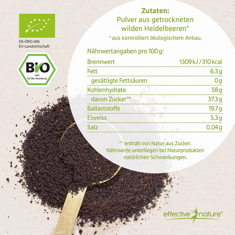 Wild blueberries organic powder - 200 g - fruit powder in raw food quality - rich in antioxidants - blueberries powder (Vaccinium myrtillus) - NewNest Australia