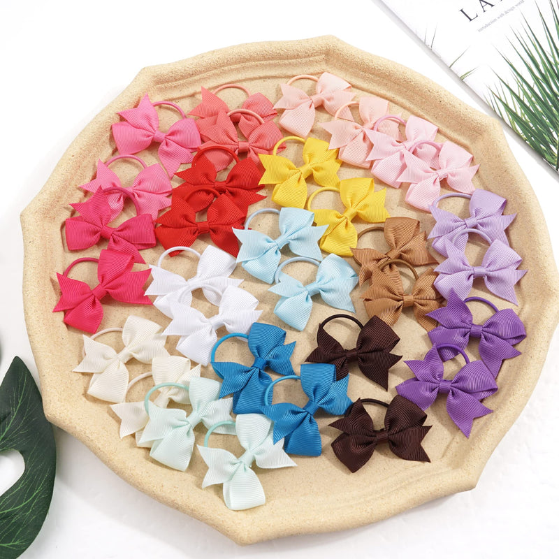 JOYOYO 50 Pcs Baby Bow Bobbles Baby Hair Bands Baby Hair Ties Baby Girls Hair Bows 2 Inch Ribbon Bows, Elastic Little Girls Hair Bobbles Small Hair Bands for Babies, Toddlers Type-A - NewNest Australia