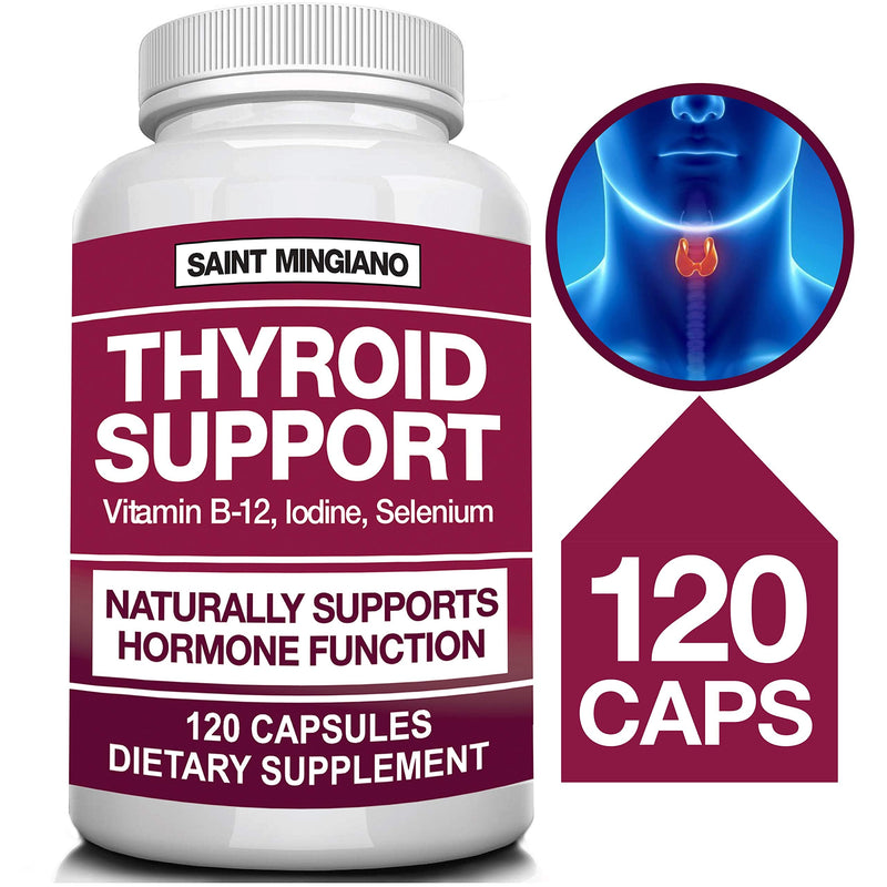 Thyroid Support Supplement with Iodine |120 Capsules to Help Body Mass & Improve Energy, Cardiovascular, Energy & Focus Formula | 14 Natural Vitamins - NewNest Australia