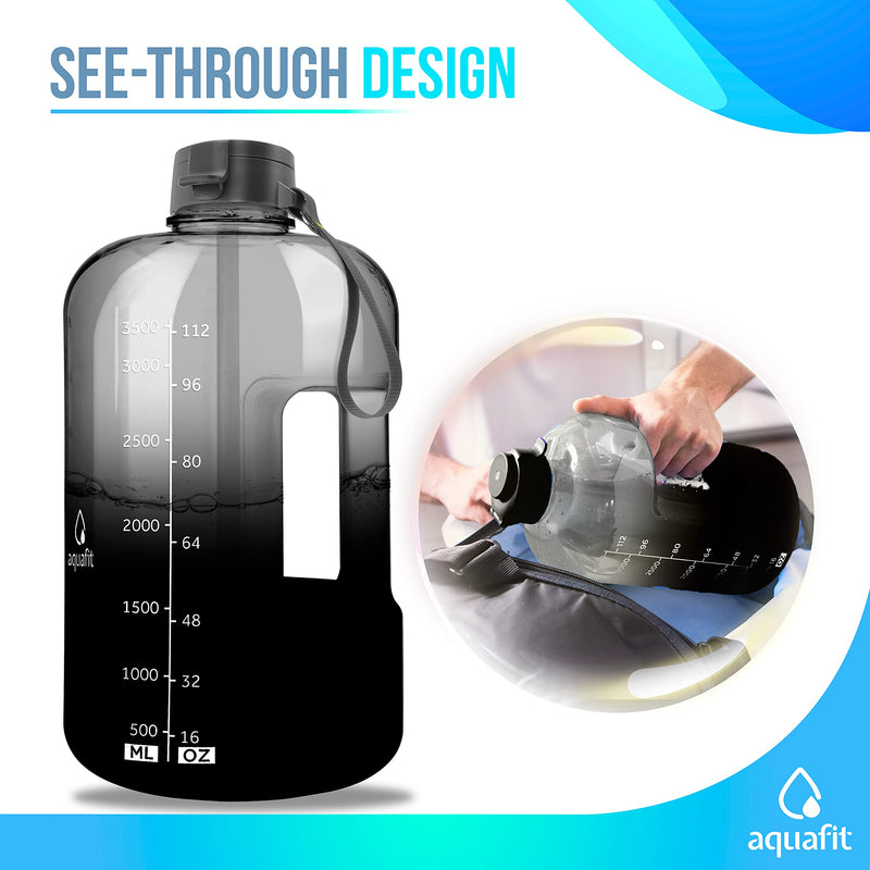 AQUAFIT 1 Gallon Water Bottle with Straw Motivational Water Bottle Big Water Bottle with Straw 1 Gallon Water Bottle Water Jug 1 Gallon Water Jug Daily Water Bottle with Time Marker Bottle Black Fade - NewNest Australia