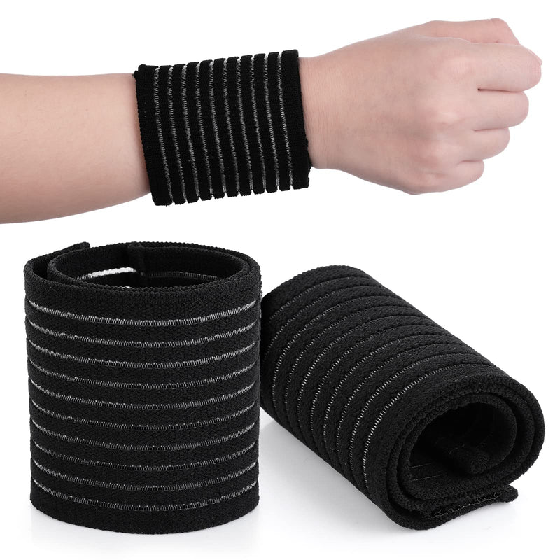 Sibba Elastic Wrist Band Wrap 4 Pieces Breathable Polyester Sleeve Compression Brace Wristband Hand Supports Splint Support Strap for Tennis Gym Sport Men Women Black - NewNest Australia