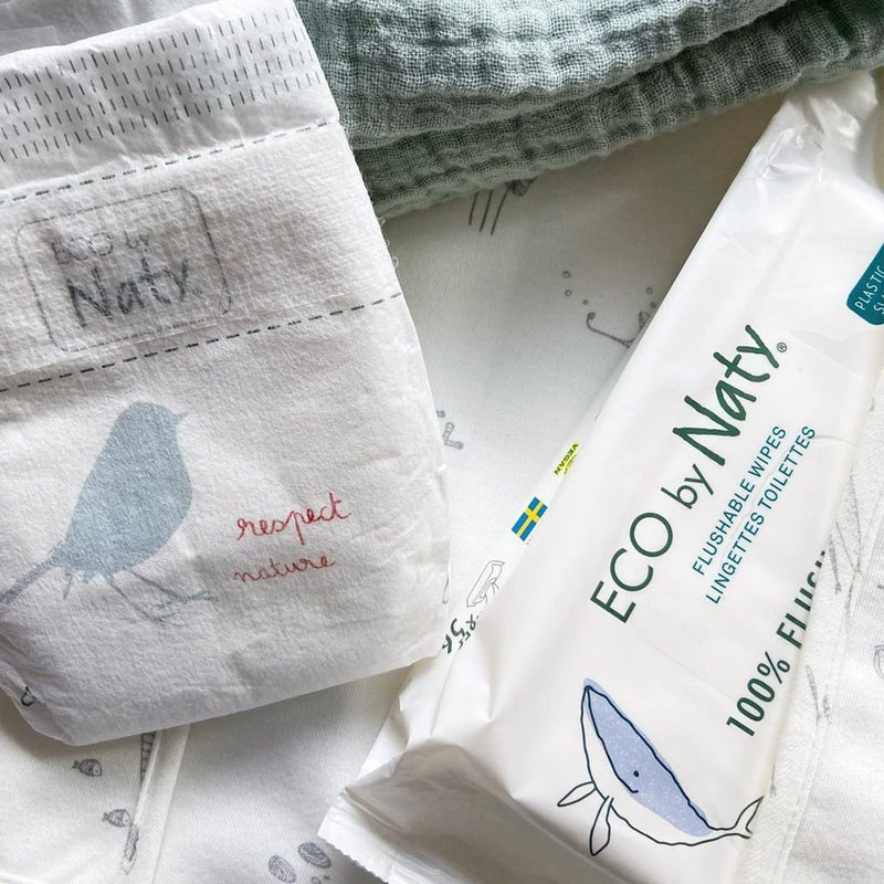 Eco by Naty Flushable Baby Wipes - Compostable and Plant-Based Wipes, Chemical-Free and Hypoallergenic Baby Wipes Safe for Baby Sensitive Skin, 56 Wipes Per Pack (3 Pk) 56 Count (Pack of 3) - NewNest Australia