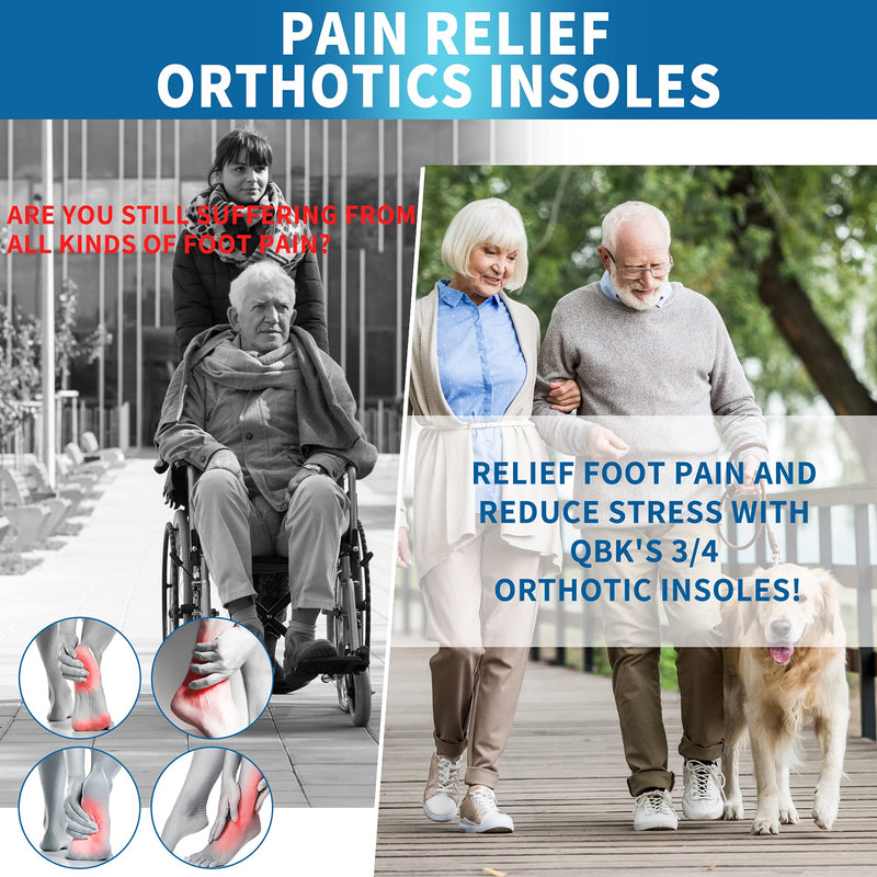 Orthotic Insoles, QBK 3/4 High Arch Support Plantar Fasciitis Insoles with Flag Pattern, Shoe Insoles Men and Women for Flat Feet, Arthritis, Supination, OverPronation and Pain Relieve, M M: 6-8 - NewNest Australia