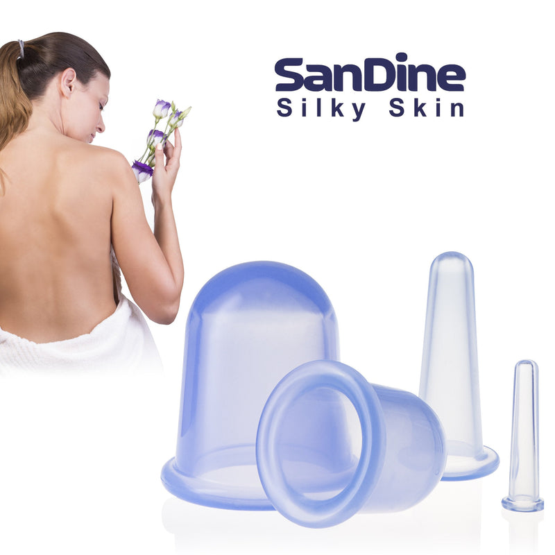 Cupping Therapy Set for Face - Double Chin Reducer - Face Cupping Set - Ideal to Cup Your Cheeks, Chin and Lips - Facial Cupping Sets - Anti Cellulite Silicone Cups Kit - by Sandine (Blue) Blue - NewNest Australia