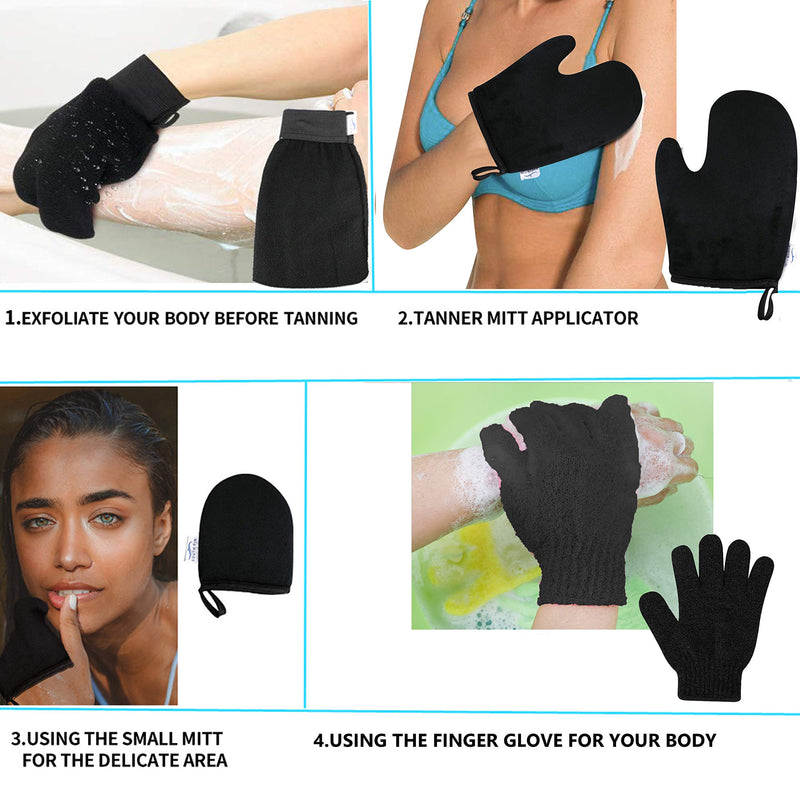 LABOTA 4 in 1 Self Tanner Tanning Mitt with Exfoliating Gloves, for Body and Self Tanning Mitt for Face Tanner - Self Tan with a Tanning Mit for the Best Fake Tan - NewNest Australia