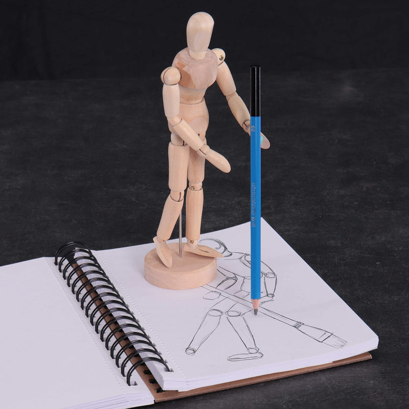 US Art Supply® Wood 8" Male - Artist Drawing Manikin Articulated Mannequin with Base and Flexible Body - Perfect for Drawing The Human Figure (8" Male) - NewNest Australia
