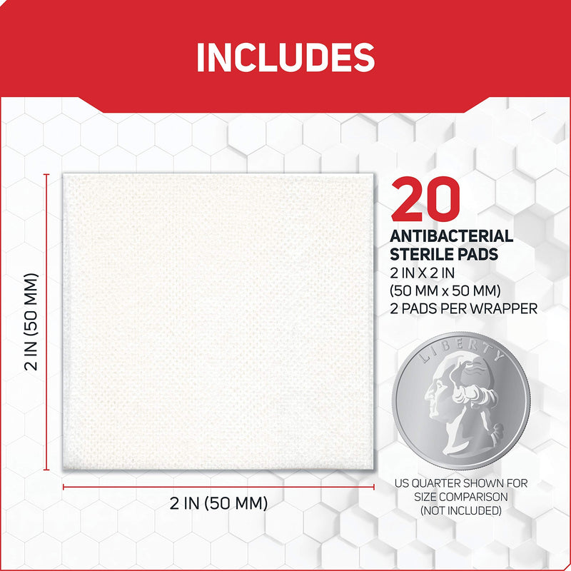Care Science Antibacterial Sterile Gauze Pads, 20 ct, 2 X 2 | for Cleaning or Covering Wounds as Wound Dressing, Kills Staph & MRSA, Helps Prevent Infection - NewNest Australia
