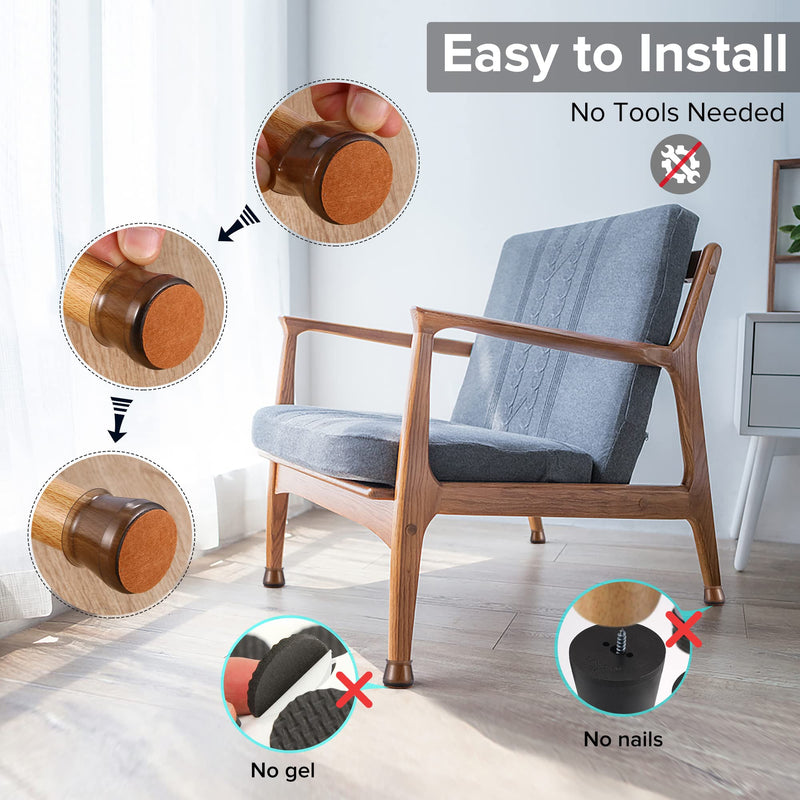 24PCS Upgraded Silicone Chair Leg Floor Protectors for Hardwood Floors, Rubber Chair Feet Protector, Felt Bottom Furniture Leg Pads, Anti-Slip Round&Square Cap Covers to Scratch and Reduce Noise Black Clear - NewNest Australia