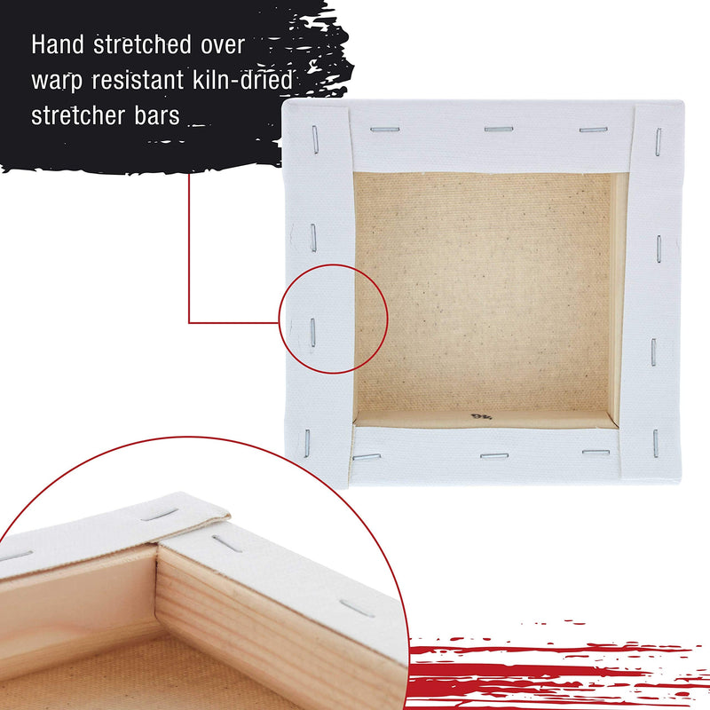 U.S. Art Supply 4" x 4" Gallery Depth 1-1/2" Profile Stretched Canvas 5-Pack - Acrylic Gesso Triple Primed 12-Ounce 100% Cotton Acid-Free Back Stapled Pouring Art 4" x 4" - NewNest Australia