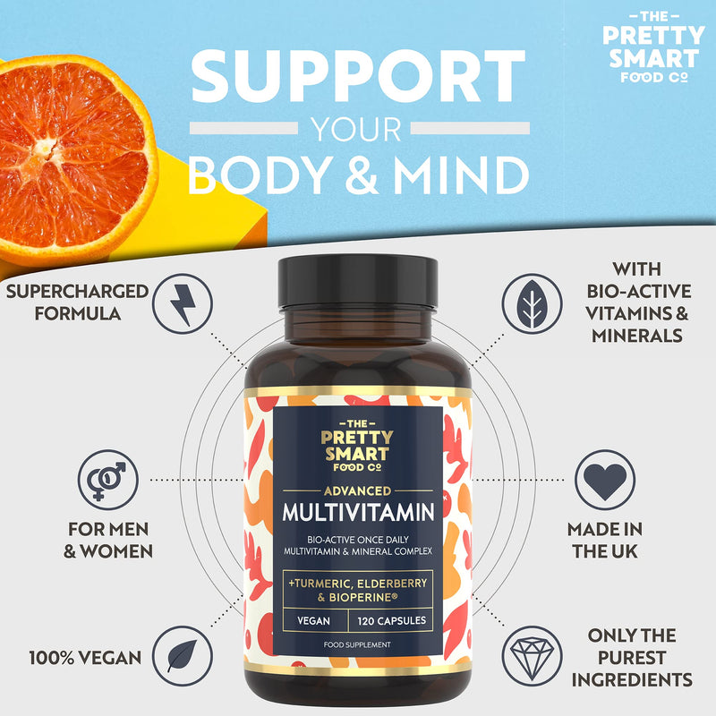 Powerful Multivitamins and Minerals - Multivitamin Tablets for Men & Women - Highly Bioavailable Vitamins & Minerals - 38 Ingredients & Herbal Extracts - 120 Easy to Swallow Capsules - Made in The UK - NewNest Australia