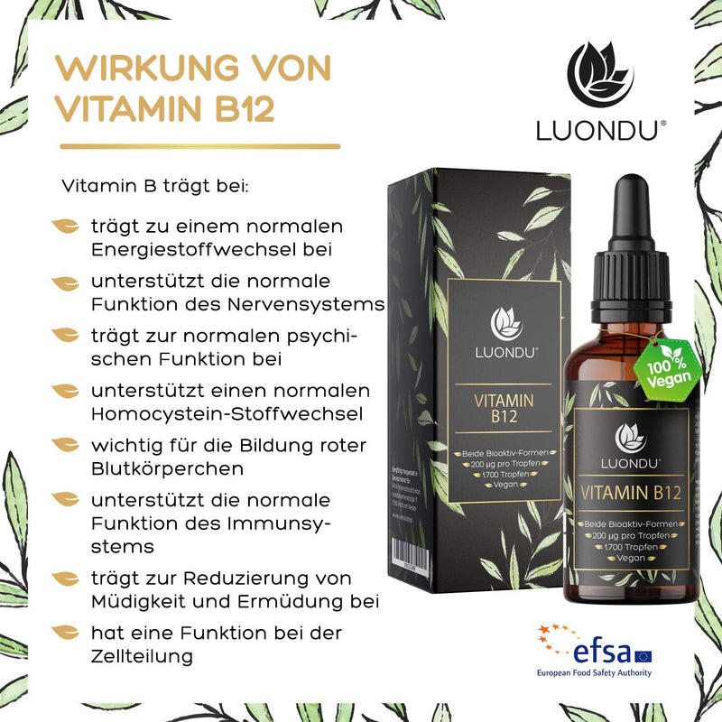 Vitamin B12 drops high dosage, vegan & alcohol-free 50ml 1700 drops liquid 3 forms active + depot (adenosyl & methylcobalamin hydroxocobalamin) - NewNest Australia