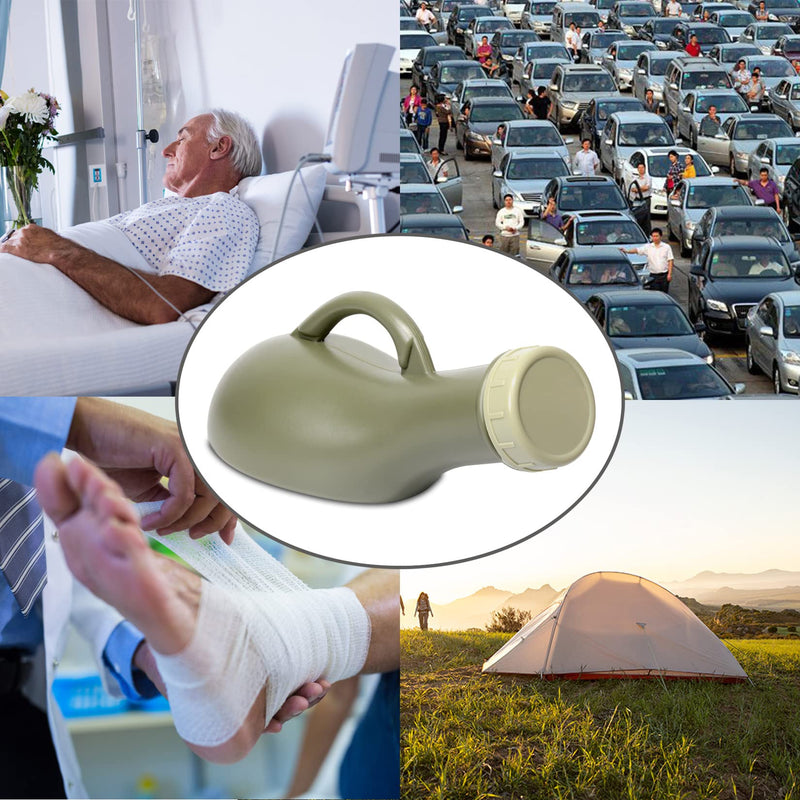 Tovee Portable Urinal for Men and Women 1200ml, Spill Proof Unisex Urinal Toilet Bottle with Snap on Lid, Male Urinals, Pee Container Men, Urinal Bottle for Car, Travel, Elderly & Incontinence, Army Green - NewNest Australia