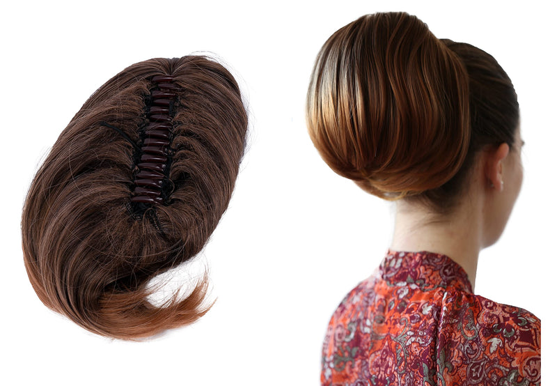 PRETTYSHOP Bun Hairpiece Ponytail With Butterfly Clip Hair Bun Bridal Hairstyle Hepburn Bun Scrunchie Straight Dark Brown Mix H414 dark brown mix #1T33B H414 - NewNest Australia