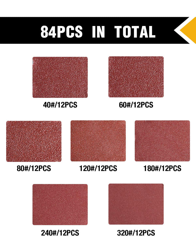 Mouse Sandpaper for Black and Decker Mouse Sander, 84 PCS Mouse Sander Sandpaper 40/60/80/120/180/240/320 Grits Detail Sanding Paper 140mm90mm Hook and Loop Mouse Sandpaper - NewNest Australia