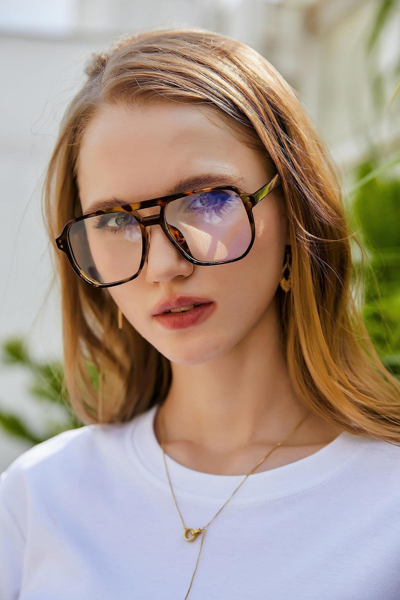 FEISEDY Retro 70s 80s Blue Light Filter Glasses Women Without Strength Men's Computer Glasses with Blue Light Blocking Glasses PC Gaming Glasses B2866 Leopard 54 millimeters - NewNest Australia
