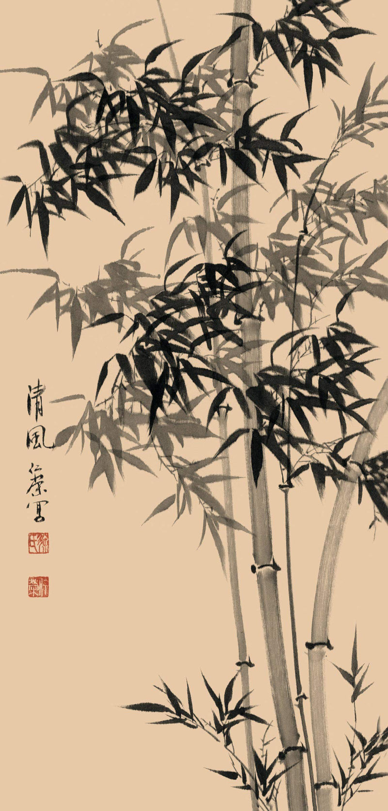 NewNest Australia - Grace Art Asian Wall Scroll, Bamboo 36" x 12" 