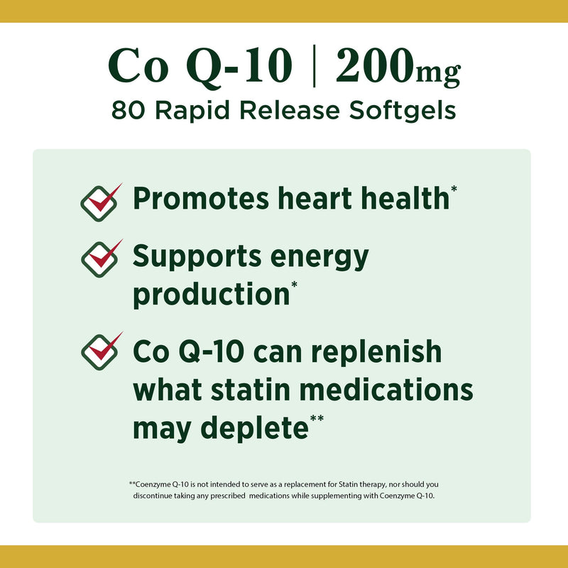 CoQ10 by Nature's Bounty, Dietary Supplement, Supports Heart Health, 200mg, 80 Softgels 80 Count - NewNest Australia