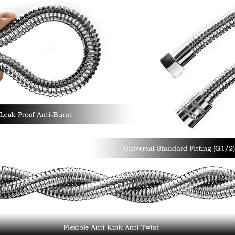 OIETON Extra Long Shower Hose 118 Inches , Flexible Stainless Steel Handheld Shower Hose, Anti-Explosion Anti-Kink Leakproof Hose, Universal Brass Connectors, Replacement Metal Extension Shower Hose - NewNest Australia