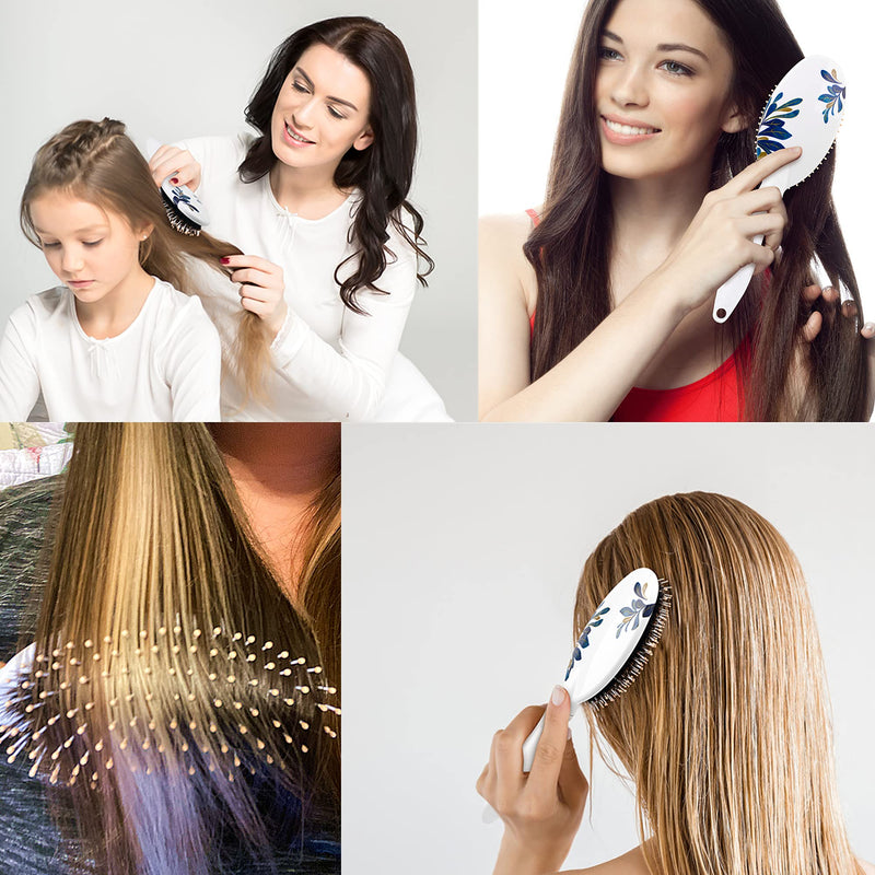 Hair Brush, Boar Bristle Paddle Hairbrush for Long, Thick, Curly, Wavy, Dry or Damaged Hair, Reducing Hair Breakage and Frizzy, No More Tangle A -White - NewNest Australia