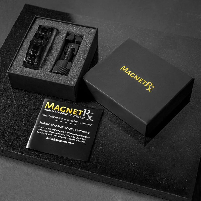 Magnetrx Titanium Magnetic Bracelet For Men With Triple Strength - Magnetic Bands With High-Quality Folding Clasp And Adjustable Length With Sizing Tool (Black) - NewNest Australia