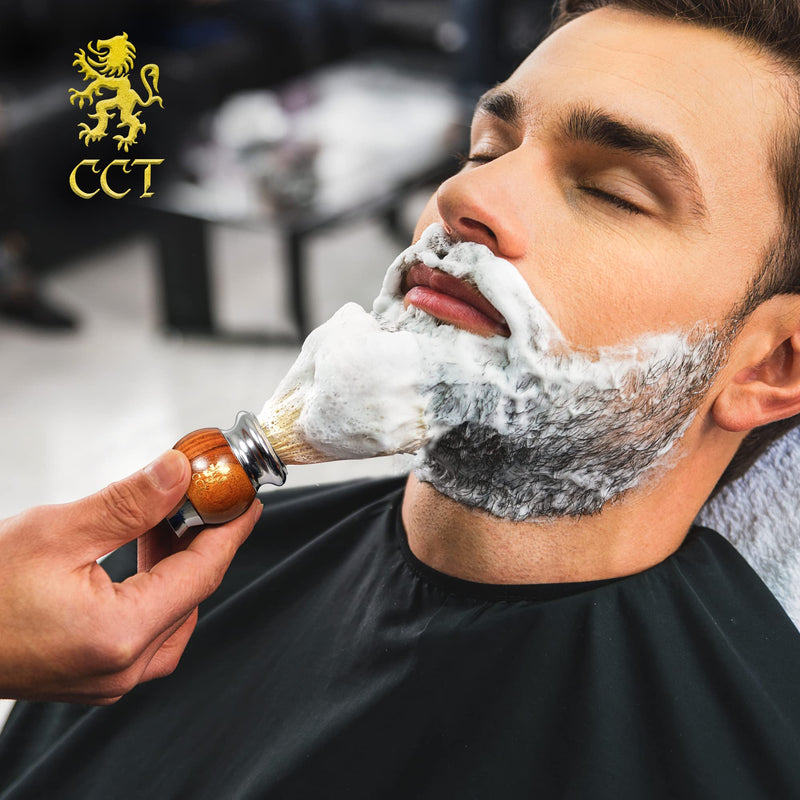 The Cambridge Cut Throat Premium Vegan Shaving Brush Made of Wood and Stainless Steel for Men - Imitation Badger Hair Shaving Brush - Great Men's Gift - NewNest Australia