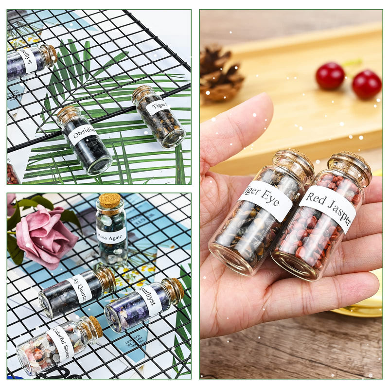 15Pcs Crystals Gemstone Bottles Set, Healing Crystal Tumbled Stones Collection Kit Natural Quartz Gravel Wishing Bottle, Reiki, Healing, Meditation, Chakra Balancing Ritual 15 Colors - NewNest Australia