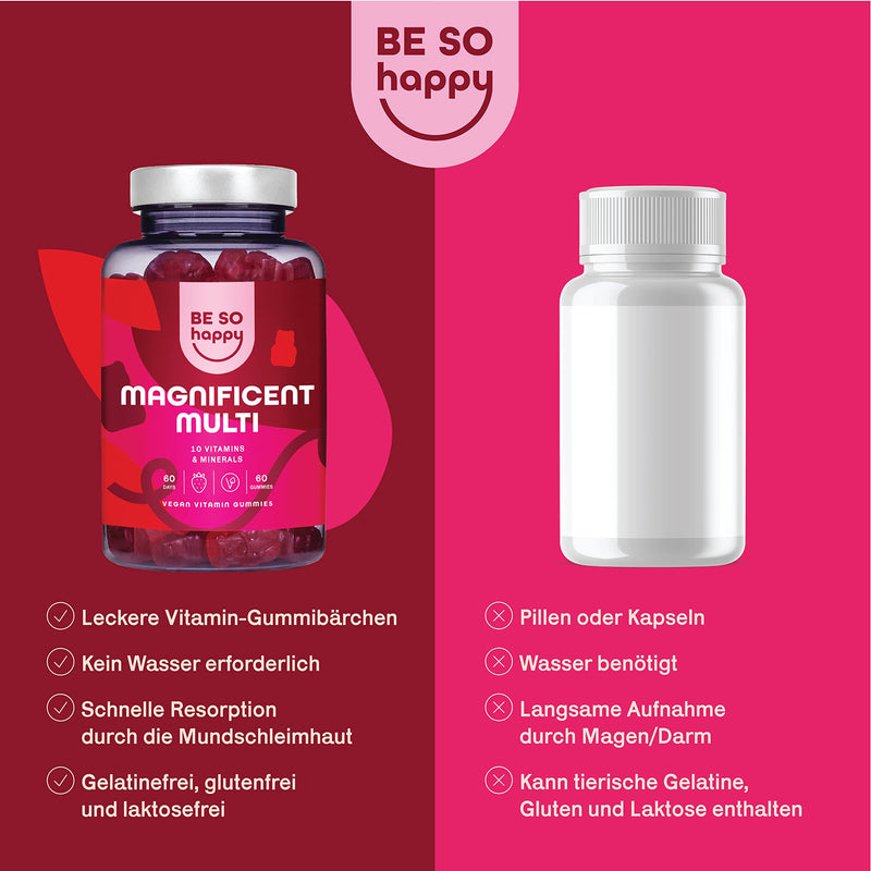 Multivitamin Gummy Bears, For Your Immune System, Fatigue And Exhaustion, With Vitamin A, B6, B12, C, D And E, Pack For 60 Days, Vegan, Gluten- And Lactose-Free, Besohappy - NewNest Australia