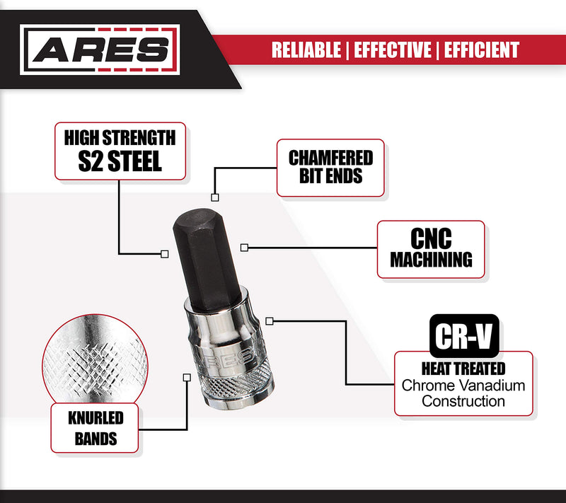 ARES 70108 - 12-Piece Metric Hex Bit Socket Set - Chrome Vanadium Sockets with S2 Alloy Bits - Includes Aluminum Socket Organizer 12pc Metric Hex Bit Socket Set - NewNest Australia