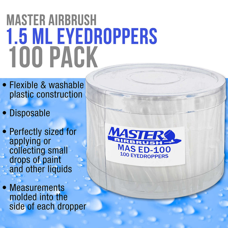 Master Airbrush Brand 100 Pipette Eyedroppers for Liquid Transfer and Airbrush Paint - NewNest Australia