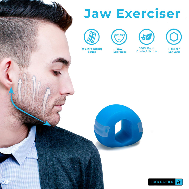 Lock N Stock Jaw Trainer, Exerciser for Jawline - Pack of 3 - Three Levels Of Resistance - Build & Chisel Your Jawline Jawz Includes 12 FREE Extra Biting Strips & 3 Necklaces (UK) - NewNest Australia