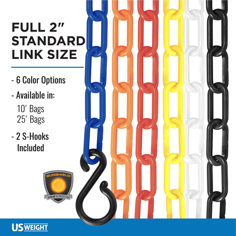 US Weight (Made in USA) 2" x 10' Black Plastic Safety Chain ft. SunShield UV Resistant Technology 10 ft - NewNest Australia