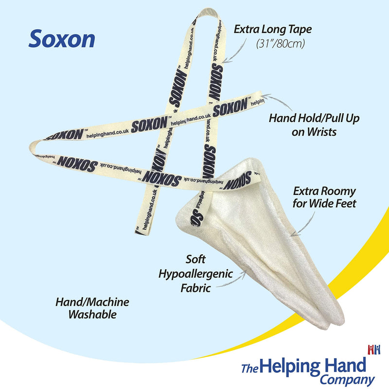 The Helping Hand Company Soxon Sock Aid - Fabric Sock Aid Tool and Stocking Applicator - Easy to Use Sock Puller Aid for Elderly, Disabled, Pregnant Women, Arthritis and Hip Recovery, White Single - NewNest Australia