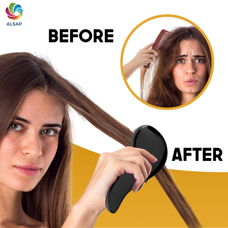 ALSAP Detangler Hair Brush with Combing Tool - Tangle Teaser Hair Brush for Women / Girls / Kids - Detangling Accessories for Long / Short - Curly / Wavy and Wet hair (black) black - NewNest Australia