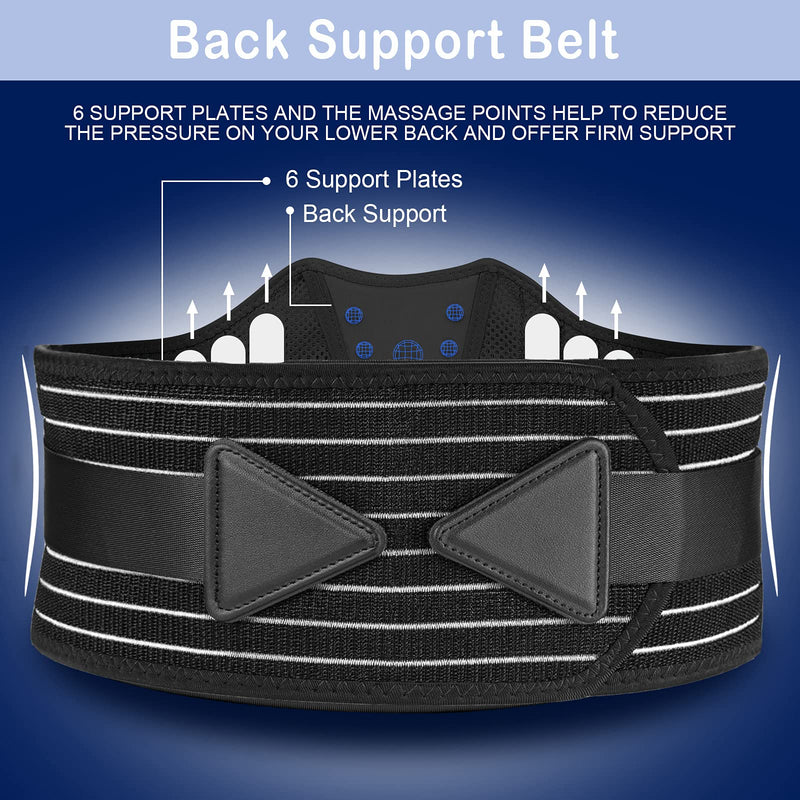 ZINUU Lower Back Support Belt, Back Support Brace with 6 Support Plates, Adjustable Breathable Lumbar Support Brace Back Pain Relief Waist Belt for Men Women Father Gifts(Universal, Waist 70-130cm) - NewNest Australia