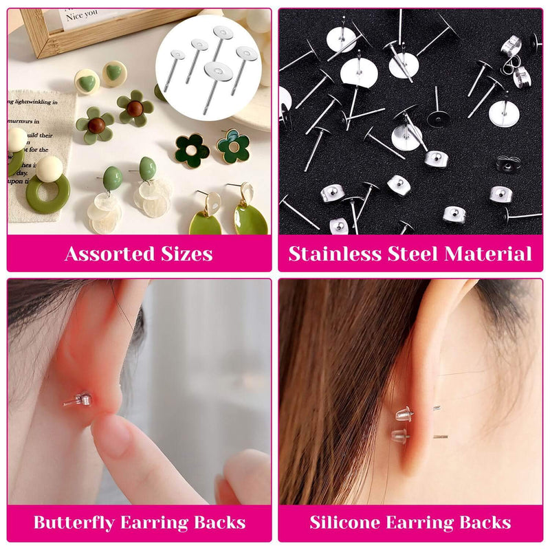 Earring Posts and Backs, Shynek 1800pcs Earring Making Supplies with Stainless Steel Earring Posts and Earring Backs for Studs, Earring Making Kit for DIY Earrings and Jewelry Making - NewNest Australia