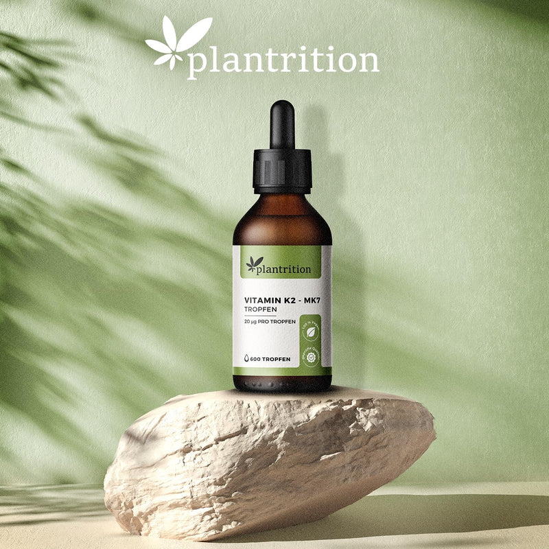 plantrition Vitamin K2 Mk7 Drops Vegan (100 µg per serving) 600 drops of Vitamin K2 Oil Natural Menaquinone MK-7 99% All-Trans K2Vital 1 bottle (20ml) - NewNest Australia