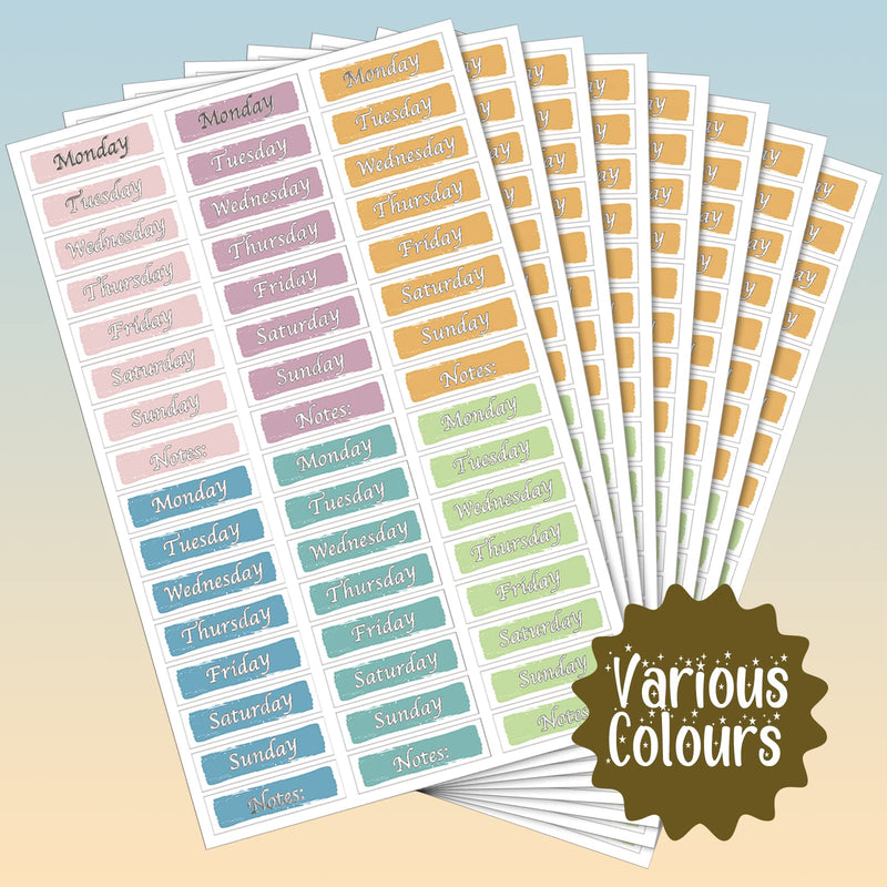480 Pcs Day of The Week Stickers Silver Foiled Date Covers Decorative Stickers Monday to Sunday Self Adhesive Stickers for Planner Removable Day Labels for Journal School (1.6 x 0.4 Inch, Square) 1.6 x 0.4 Inch - NewNest Australia