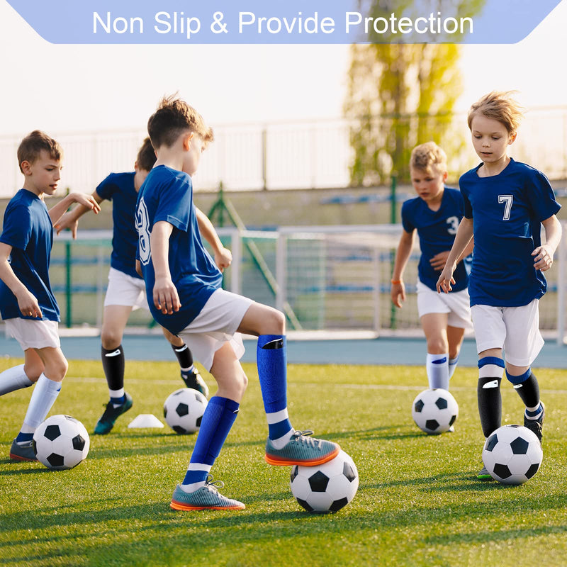 3 Pairs Kids Soccer Shin Guard Socks Breathable Calf Shin Guard Covers Shin Guard Holders Soccer Socks with Pockets Medium - NewNest Australia